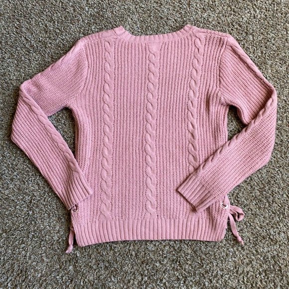 Style Me Petites Sweater Womens Medium Pink Pullover Long Sleeve Grommet Ladies - Picture 5 of 12